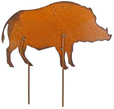 Beetstecker Wildschwein in Rostoptik – dekorativer Blickfang für Garten & Beete